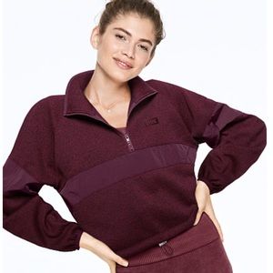 PINK - BRAND NEW SWEATER KNIT CROPPED HALF ZIP